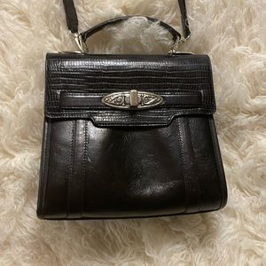 Brighton Vintage Black Embossed Shoulder Bag
